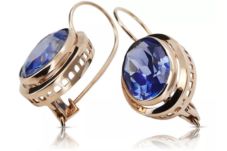 Vintage silver rose gold plated 925 Sapphire earrings vec114rp