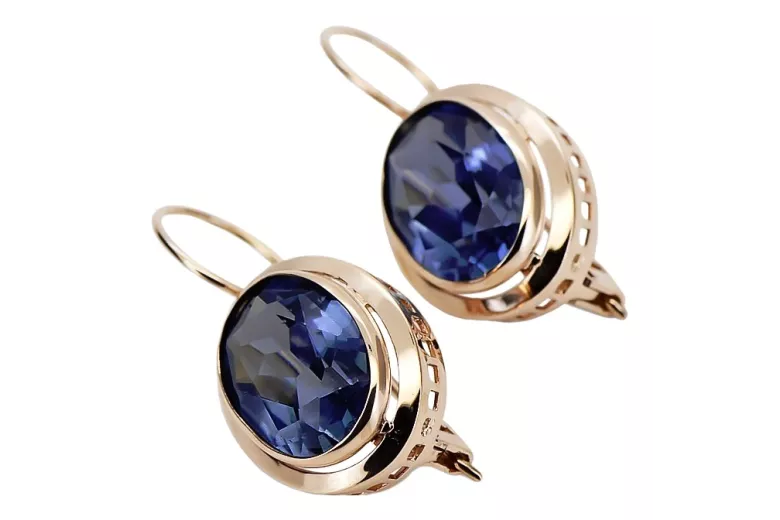 Vintage silver rose gold plated 925 Sapphire earrings vec114rp