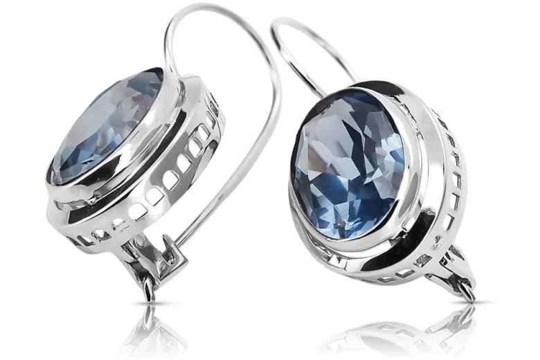 Vintage 925 Silver Aquamarine earrings vec114s