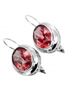 Boucles d'oreilles rubis russes vintage en argent 925 vec114s