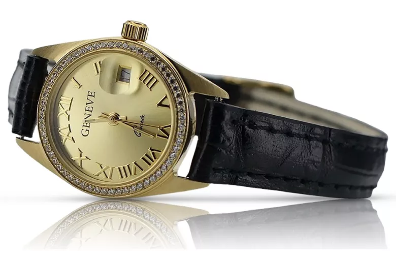 14k Gelbgolddame Rolex Style Uhr Geneve lw078ydg