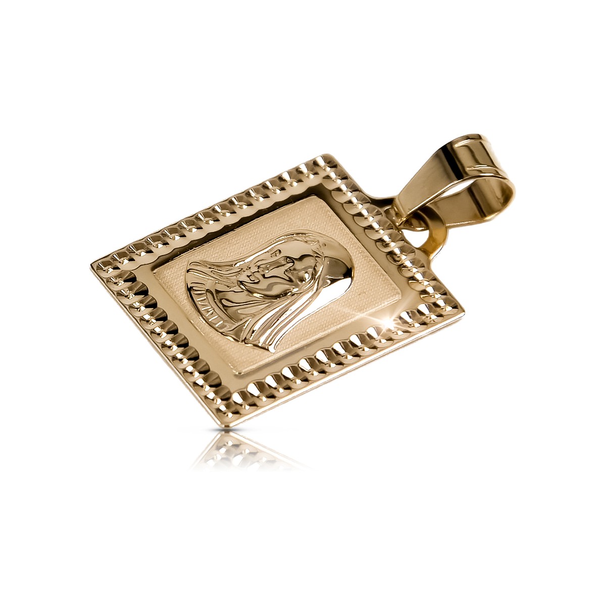 "Elegant 14K Rose Gold Mary Medallion Charm Pendant" pm002r