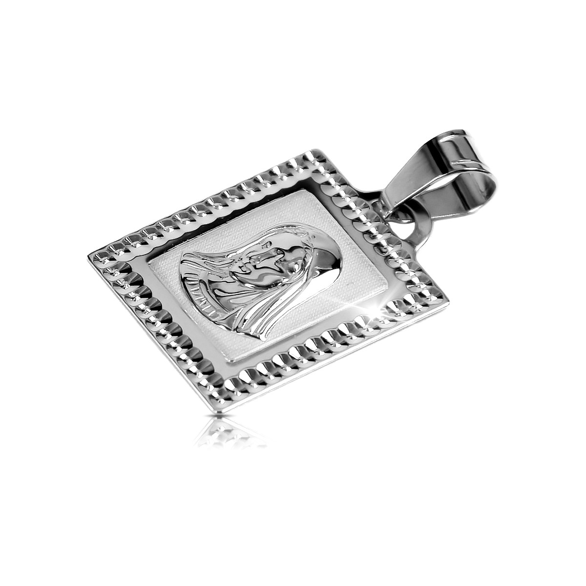 "Intricate Mary Icon Pendant in 14K White Gold" pm002w