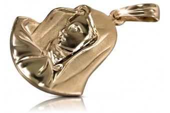 "Pendiente de Medallón Sagrado de María en Oro Rosa 14k 585" pm003r
