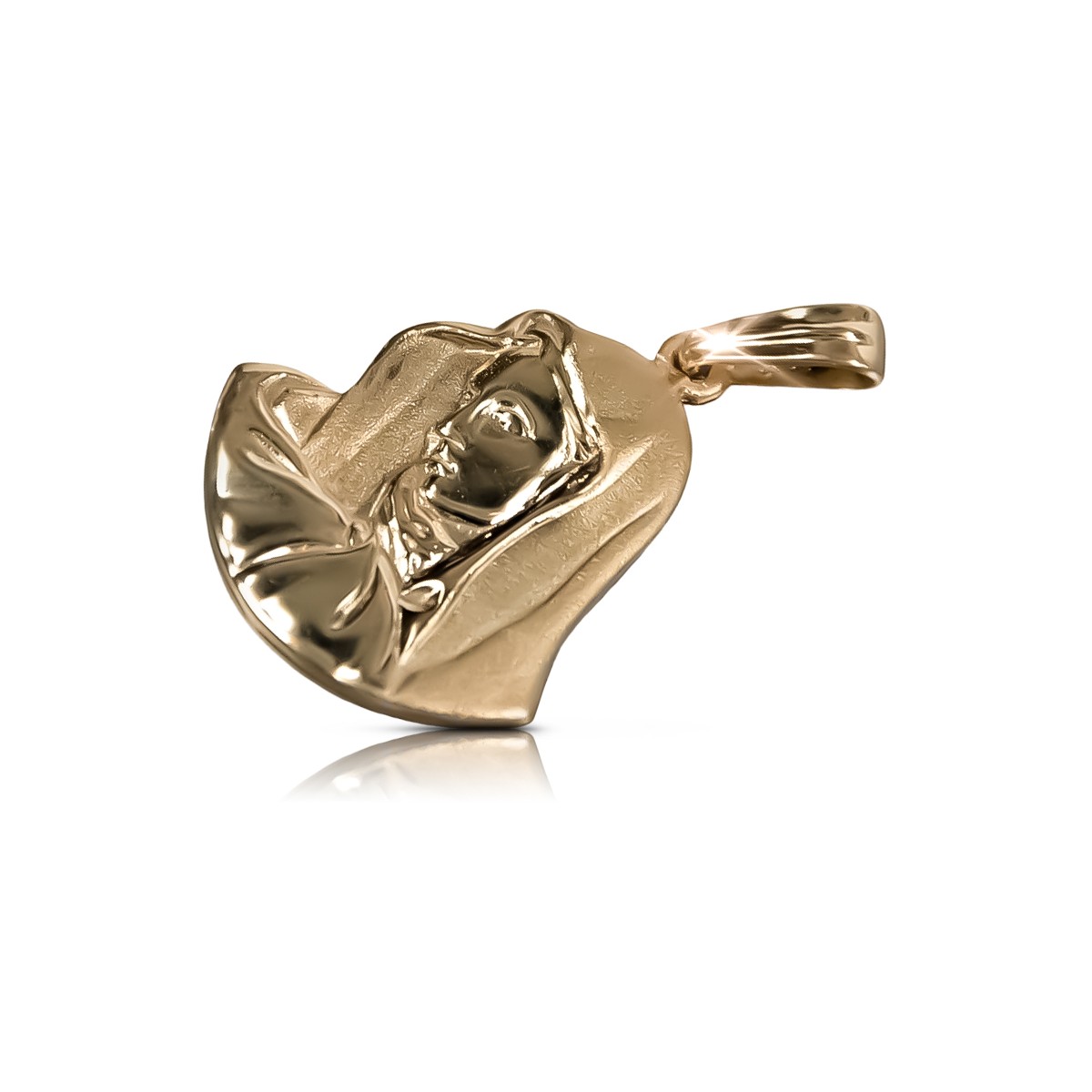 "Medaillon de Marie en Or Rose 14k 585 pour Collier" pm003r