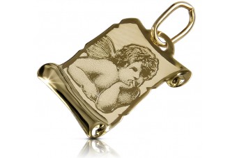 Złoty medalik ikona Bozia Aniołek pm016