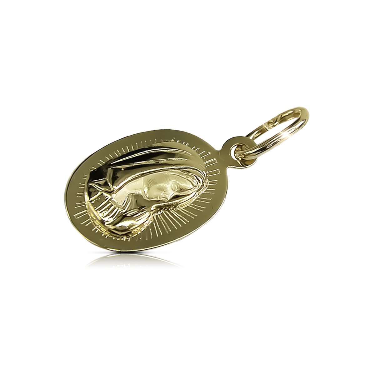 Italian yellow gold Mary medallion icon pendant pm020