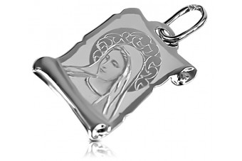 14 Karat Weißgol Italienische Maria Ikone Medaillon Anhänger pm021