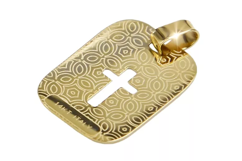 Italian yellow gold Jezus medallion icon pendant pm010
