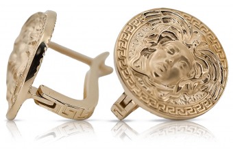 Design grec ancien Pas de pierres, Boucles d'oreilles en or rose 14k 585 cen025r