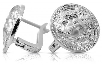 "Boucles d'oreilles Méduse en or blanc 585 de 14 carats au design grec" cen025w