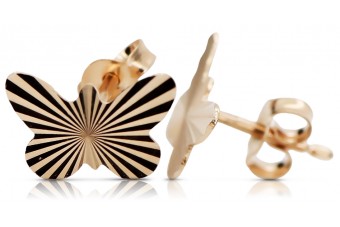 "Timeless 14K Rose Gold Butterfly Design Earrings, Stone-Free" cen028r