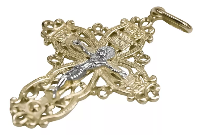 копія золотого православного хреста з червоної троянди 14-каратного золота 585 проби oc012rw