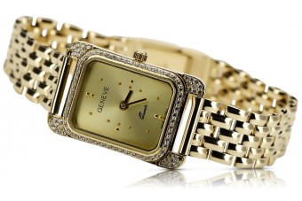 Жълт 14k 585 злато Lady Geneve ръчен часовник lw054ydg&lbw004y