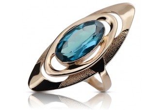 Original Vintage Aquamarine Ring in Luxurious 14K Rose Gold vrc189