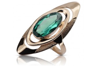 "Vintage Charm: 14K Rose Gold Emerald Ring, Original 585 vrc189" Vintage
