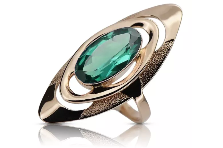 Exklusiver Smaragd Vintage-Roségold 14 Karat Ring,  vrc189
