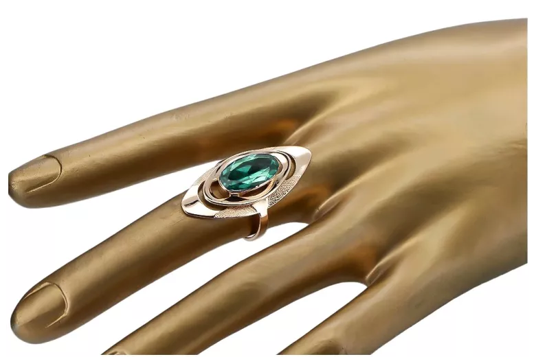 Винтидж 14k розово златен пръстен със смарагд vrc189 Vintage