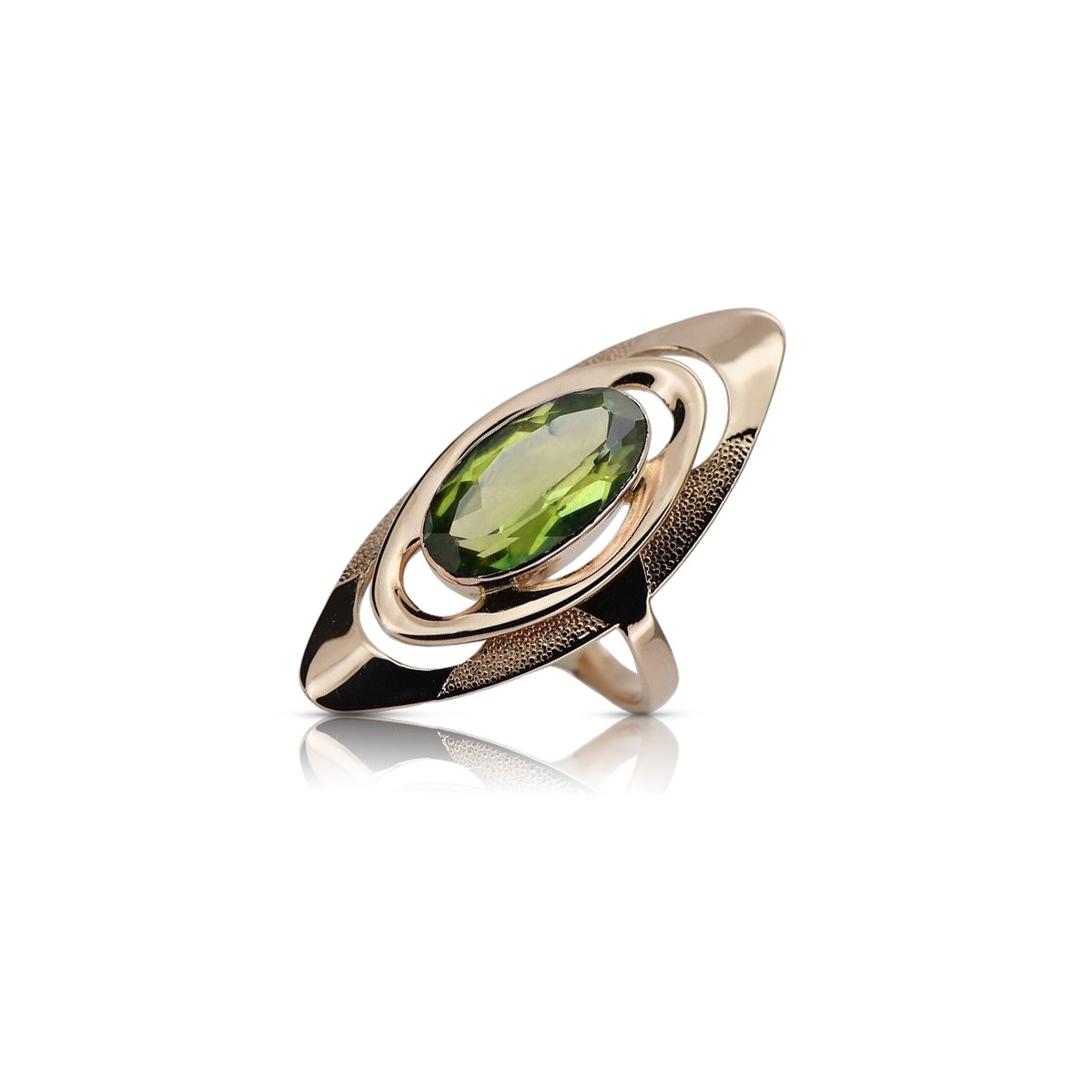 Exclusiv Inel din Aur Roz 14k cu Peridot Galben, stil vechi vrc189 Vintage