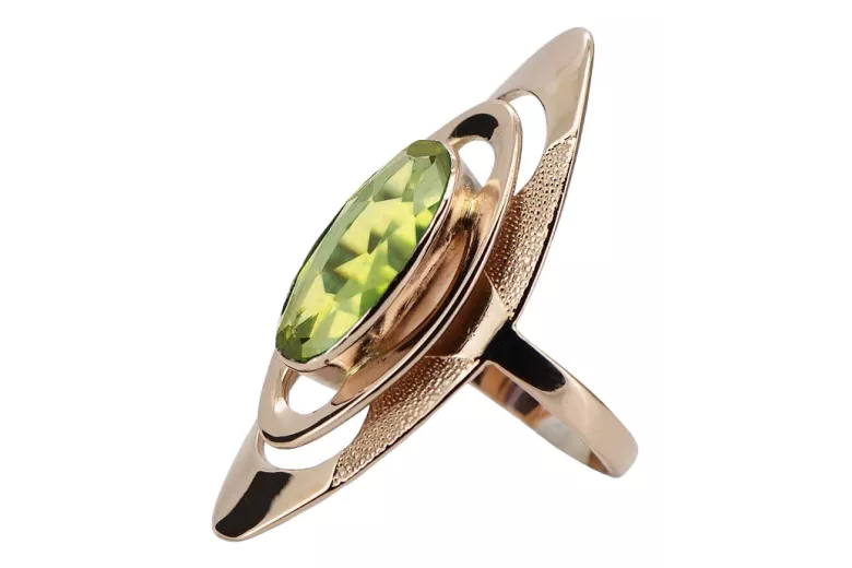 Exklusiver 14 Karat Vintage-Roségold Peridot Ring, Modell  vrc189