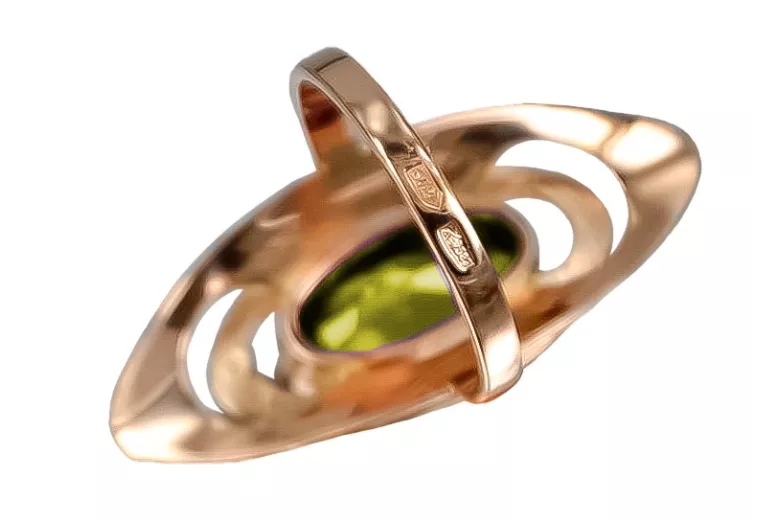 Exklusiver 14 Karat Vintage-Roségold Peridot Ring, Modell  vrc189