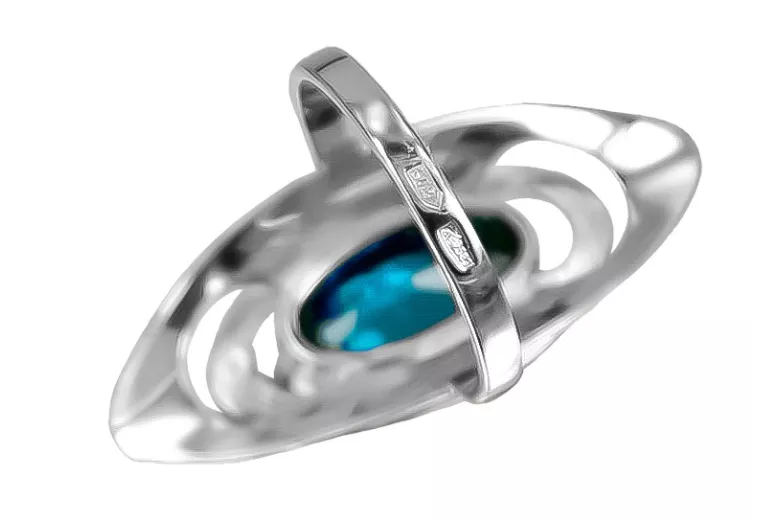 Руски сребърен пръстен проба 925 с аквамарин vrc189s