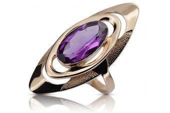 Vintage silver rose gold plated 925 Amethyst Ring vrc189rp