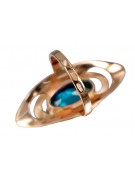 Златен руски пръстен от розово злато 925 позлатено сребро с аквамарин vrc189rp Vintage