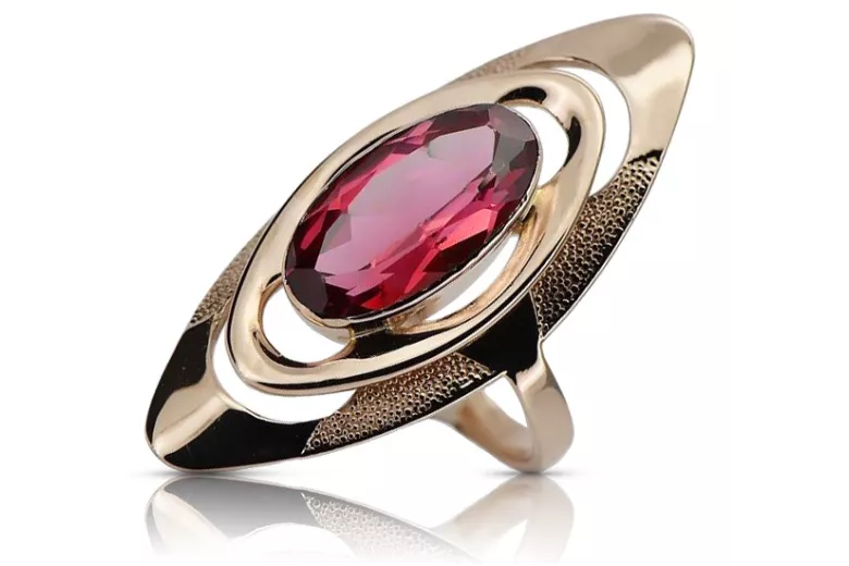Золотое русское кольцо из розового золота 925 пробы, позолоченное серебро с рубином vrc189rp Винтаж