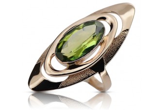Vintage silver rose gold plated 925 Peridot Ring vrc189rp
