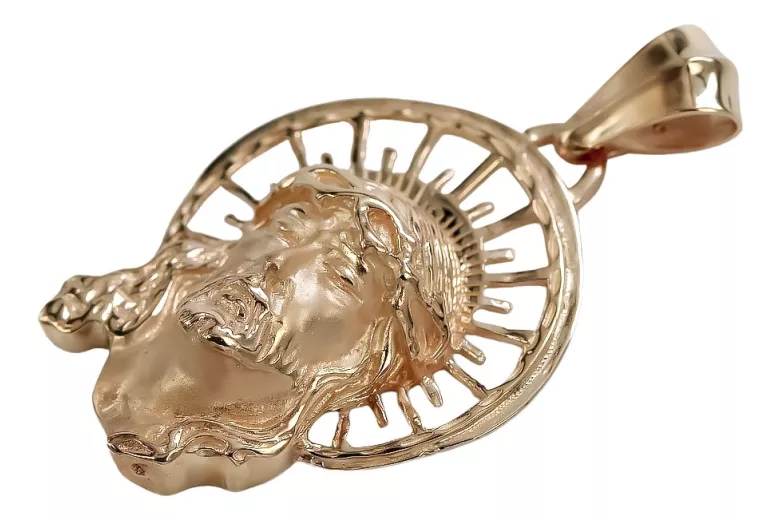 "Икона на Л Исус медальон висулка изработена от 14К розово злато" pj008r