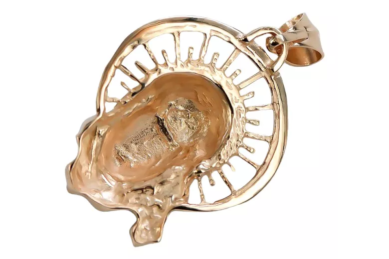 "Lustrous 14K Rose Gold Jesus Medallion Icon Pendant" pj008r