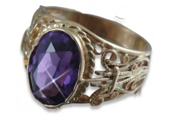 Vintage Rose Gold Ring 14K Alexandrite Ruby Emerald Sapphire Zircon 585 vrc060