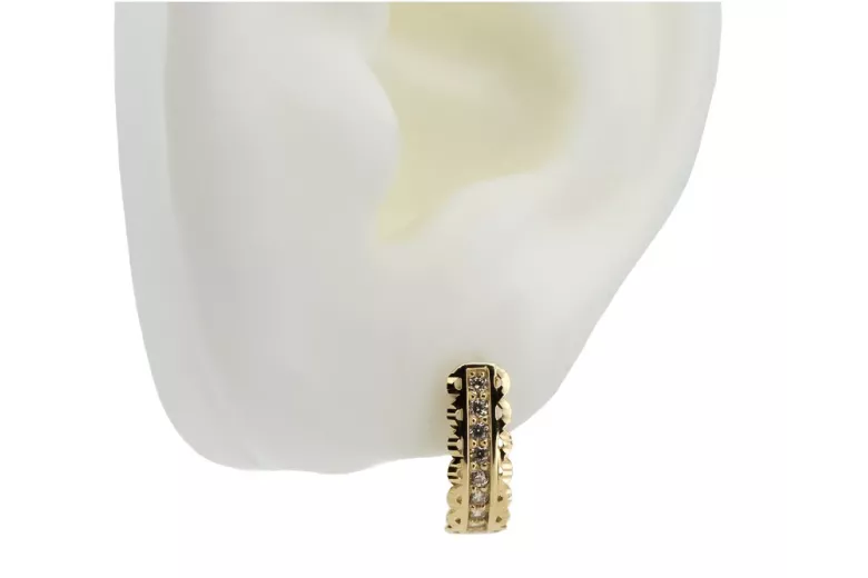 Italian 14k 585 yellow gold zircon earrings cec009y
