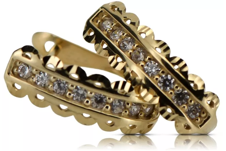Italian 14k 585 yellow gold zircon earrings cec009y