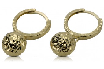 Italian yellow 14k 585 gold ball earrings cen037y