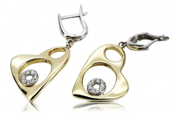 "Elegant 14K White Italian Gold Heart Earrings"  cen040yw