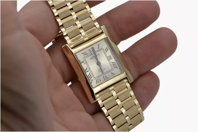 Złoty zegarek 14k 585 z bransoletą męski Geneve mw009y&mbw007y21cm