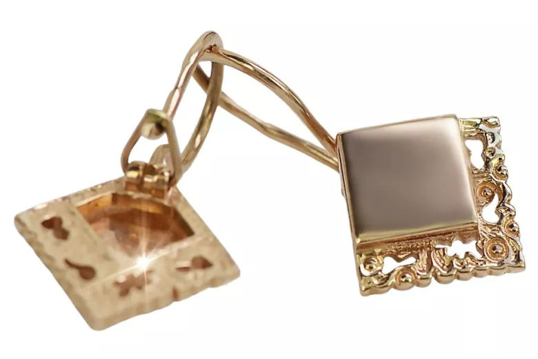"Vintage Roségold 14k 585 Gold Keine Steine Ohrringe im quadratischen Design" ven006