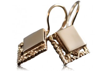 "Original Vintage 14K Rose Gold Square Earrings without Stones" ven006