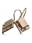 "Original Vintage 14K Rose Gold Square Earrings without Stones" ven006