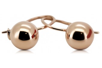 "Echter 14k 585 Gold Vintage Ball Ohrringe, Keine Steine, Originales Vintage-Roségold" ven007
