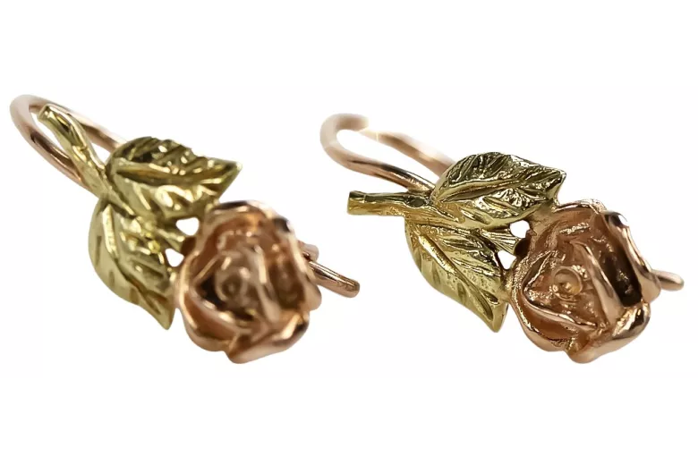 "Authentic Vintage 14K Rose Gold Flower Earrings - No Stones Included" ven010ry