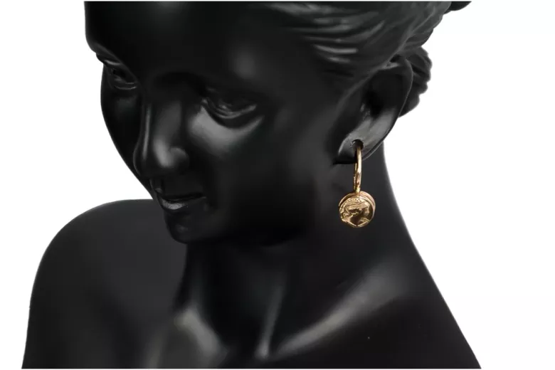 Vintage rose pink 14k 585 gold  Vintage Cameo earrings ven013