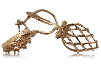 "Original Vintage 14K Rose Gold Leaf Inspired Earrings, No Stones" ven014
