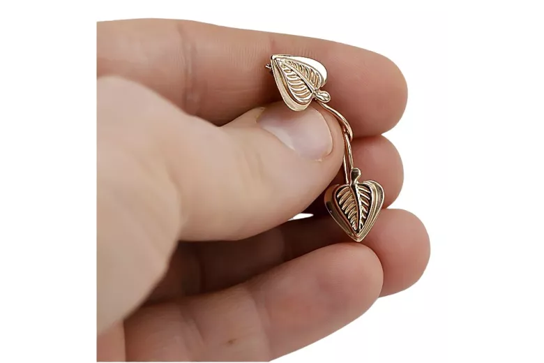 "Original Vintage 14K Rose Gold Leaf Earrings Without Stones" ven015