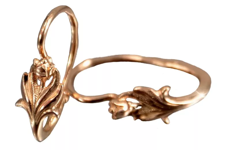 "Original 14K Rose Gold Vintage-style Rose Flower Earrings, No Stones" ven019