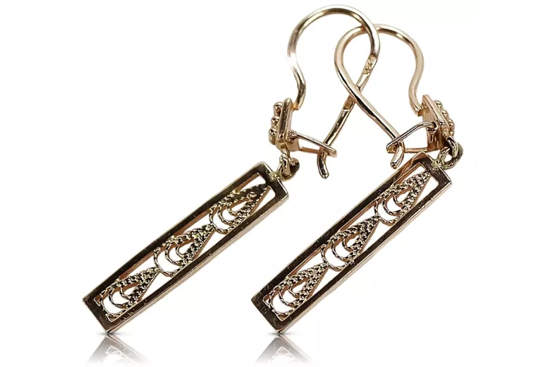 "Original Vintage 14K Rose Gold Hanging Earrings Without Stones" ven020
