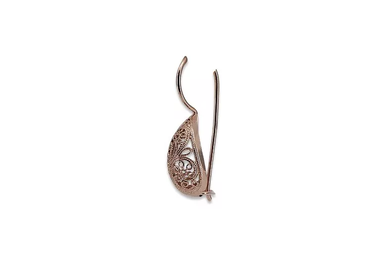 "Vintage-Inspired 14K 585 Rose Gold Leaf Earrings Without Stones" ven023
