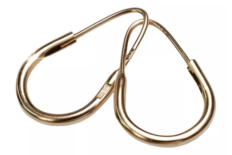 Оригинальные винтажные серьги-кольца из розового золота 14к 585 пробы без камней ven016